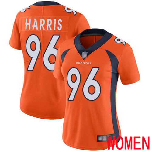 Women Denver Broncos #96 Shelby Harris Orange Team Color Vapor Untouchable Limited Player Football NFL Jersey->women nfl jersey->Women Jersey